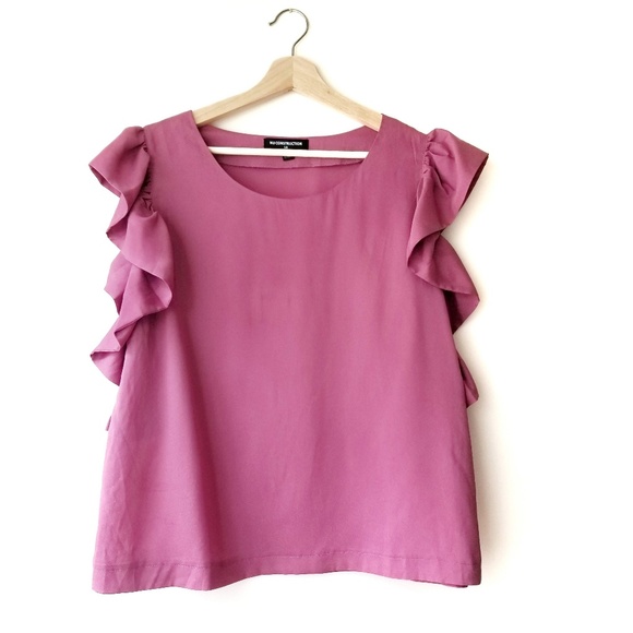 Nu Construction Tops - Nu Construction Silky Ruffle Flutter Blouse